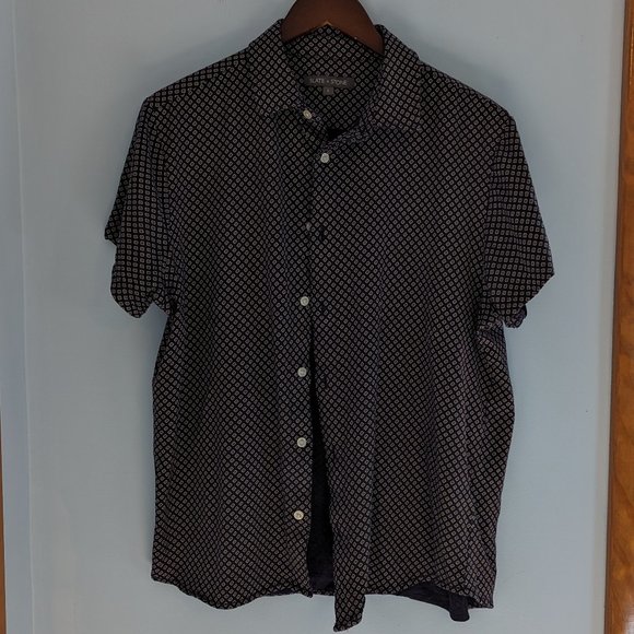 Slate & Stone Short Sleeve Button Down Casual Blue Patterned - Size L - Picture 1 of 3